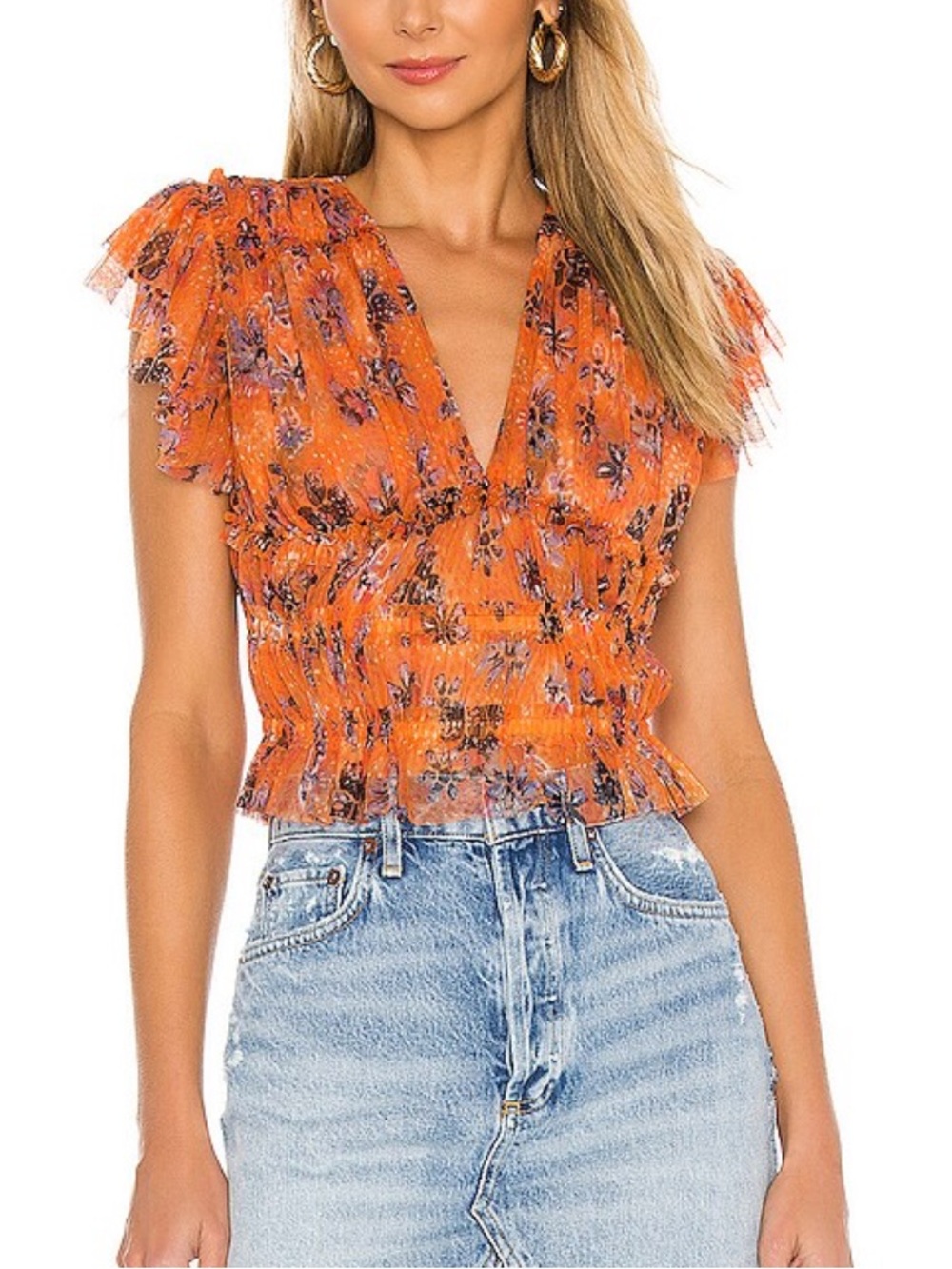 Free People Making Me Smile Top in Pink Floral Sz M